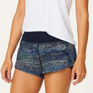 Lululemon Running Speed Up Athletic Shorts Interconnect Blue Multi/True Navy 6